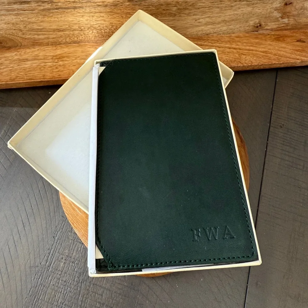 FWA Monogrammed Leather Writing Pad‎ Folio with Paper Refills & Box